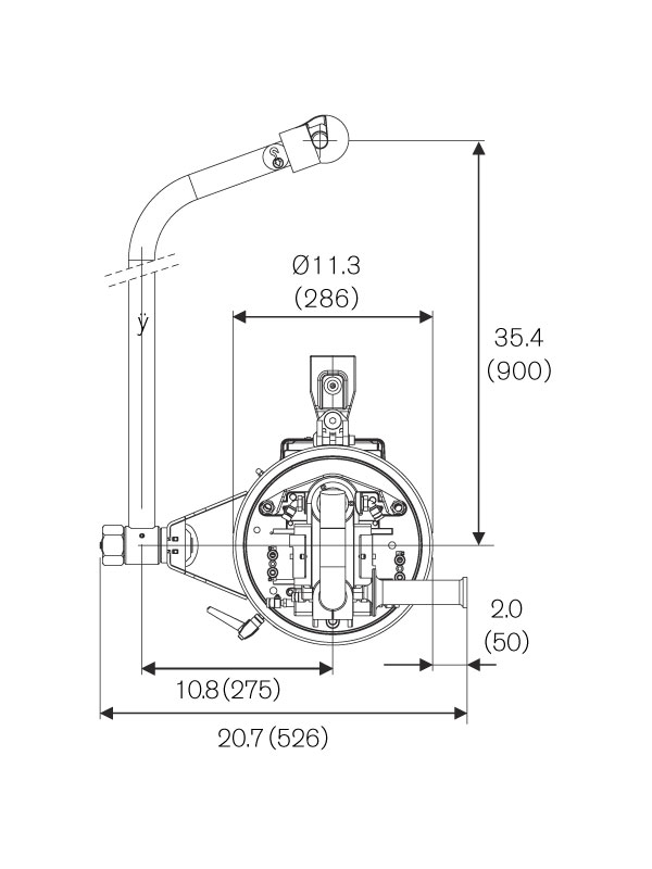 TECNA 3323 C-Type Suspended Weld Gun | Dimensions 02 | Weld Systems Integrators