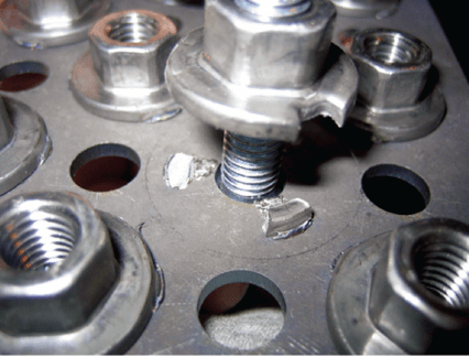 M8 Nut Welded to 2mm Boron | Weld Systems Integrators