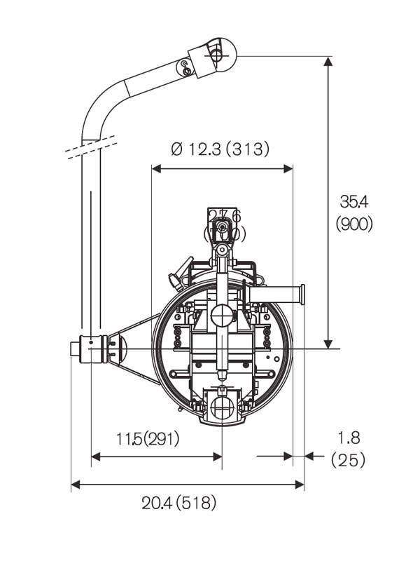 TECNA 3327 Suspended Spot Weld Gun | Dimensions 02 | Weld Systems Integrators
